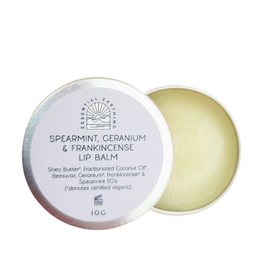 Organic Lip Balm. Spearmint, Geranium and Frankincense